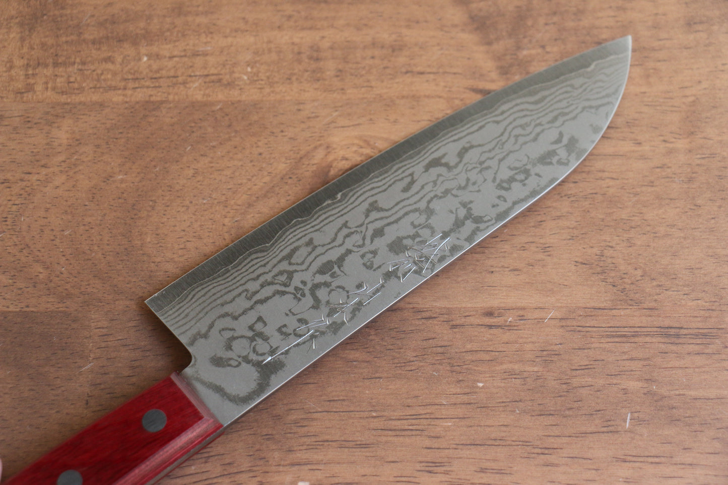 山本 直 V金10号 ダマスカス 三徳包丁 170mm 赤合板柄 - 清助刃物