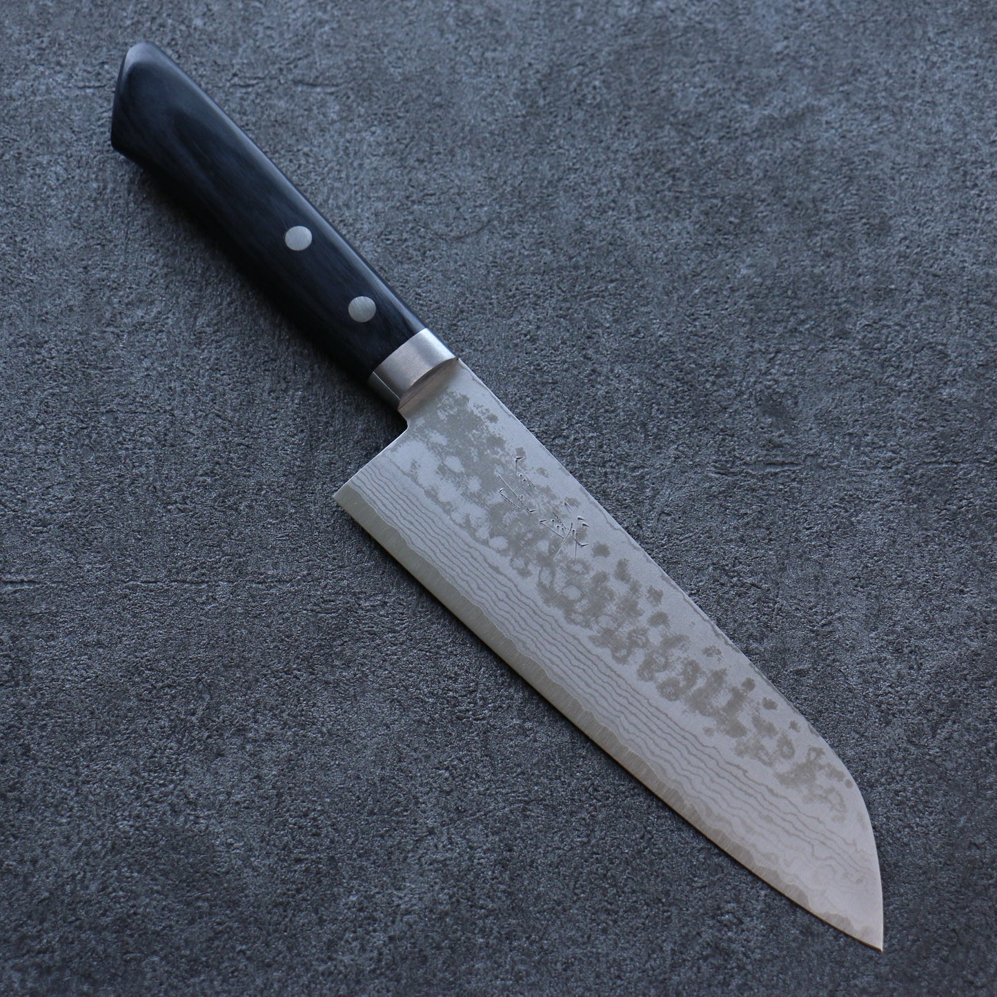 清助 V金10号 ダマスカス 三徳包丁 165mm 黒合板柄 - 清助刃物