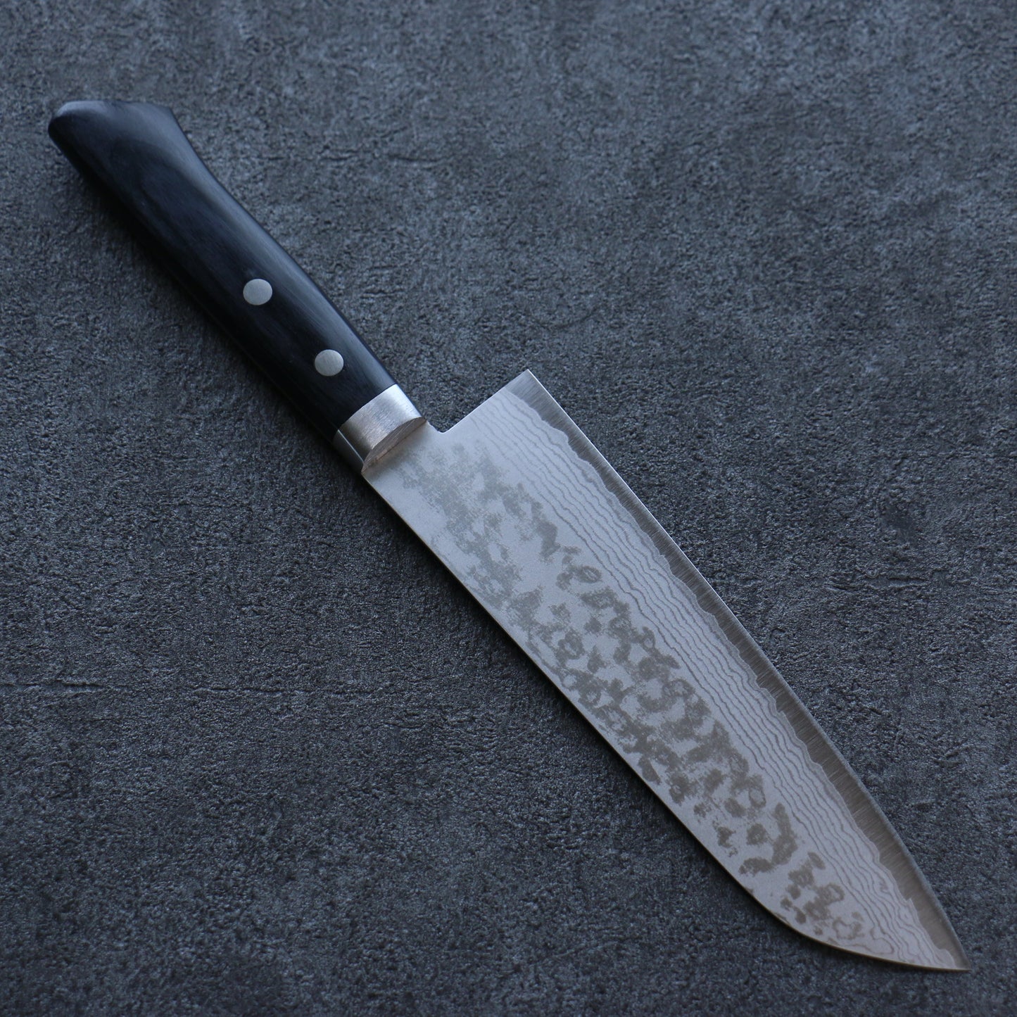清助 V金10号 ダマスカス 三徳包丁 165mm 黒合板柄 - 清助刃物