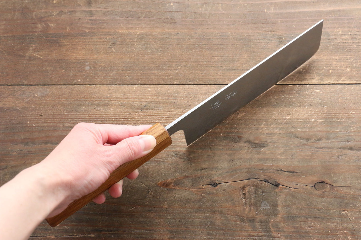 清助 SLD鋼 49層ダマスカス 菜切包丁 165mm 樫柄 - 清助刃物