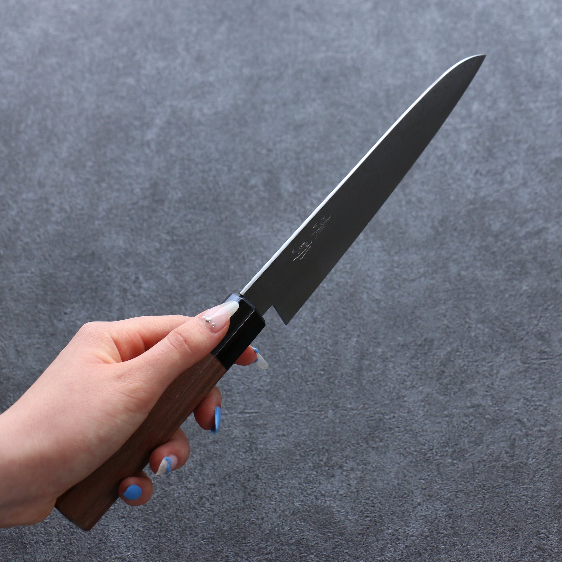 清助 V金10号 ダマスカス 牛刀包丁  180mm ウォルナット柄 - 清助刃物