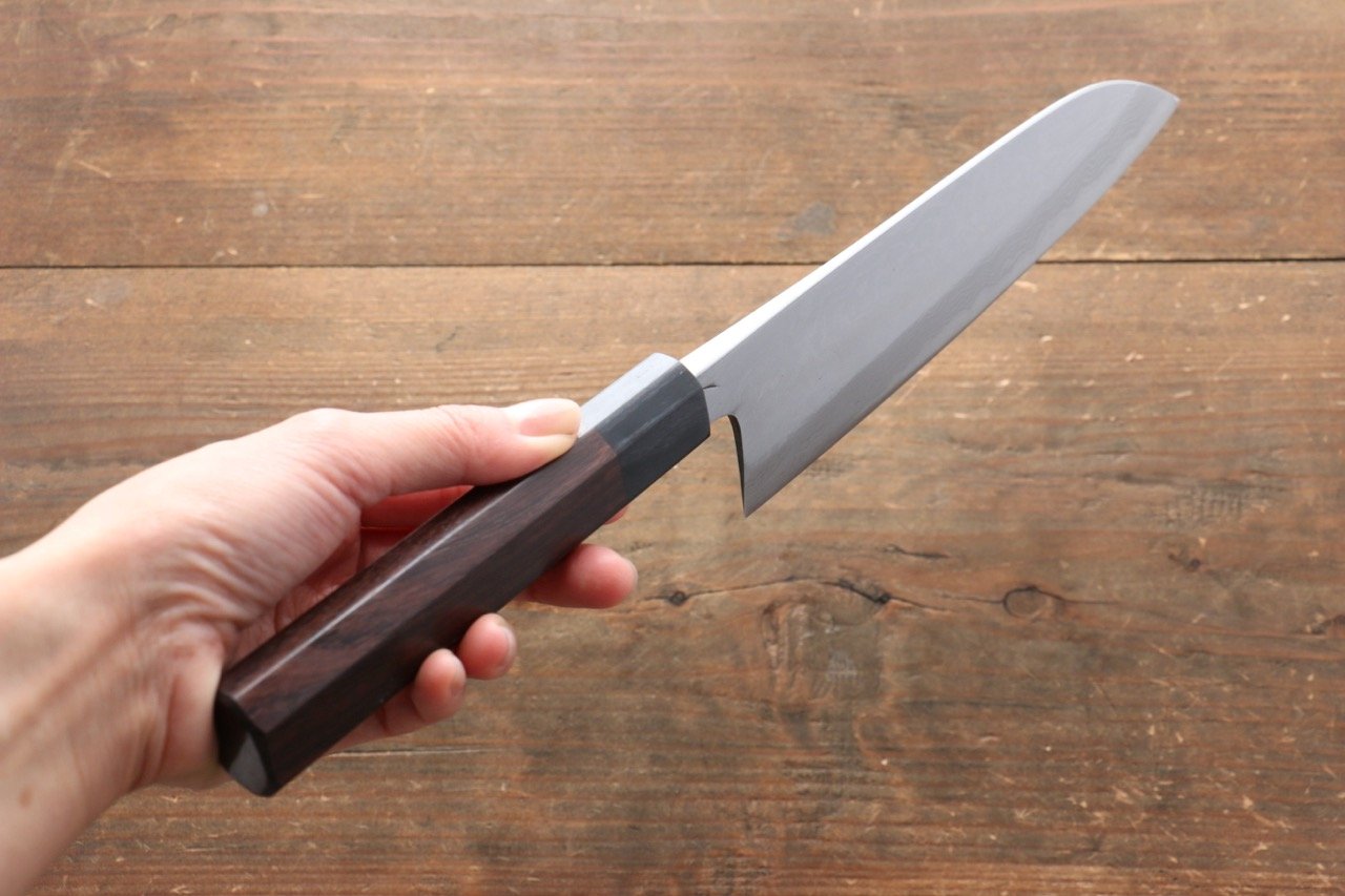 岩井 貴行 青ニ鋼 ダマスカス 舟行包丁 180mm 紫檀柄 - 清助刃物