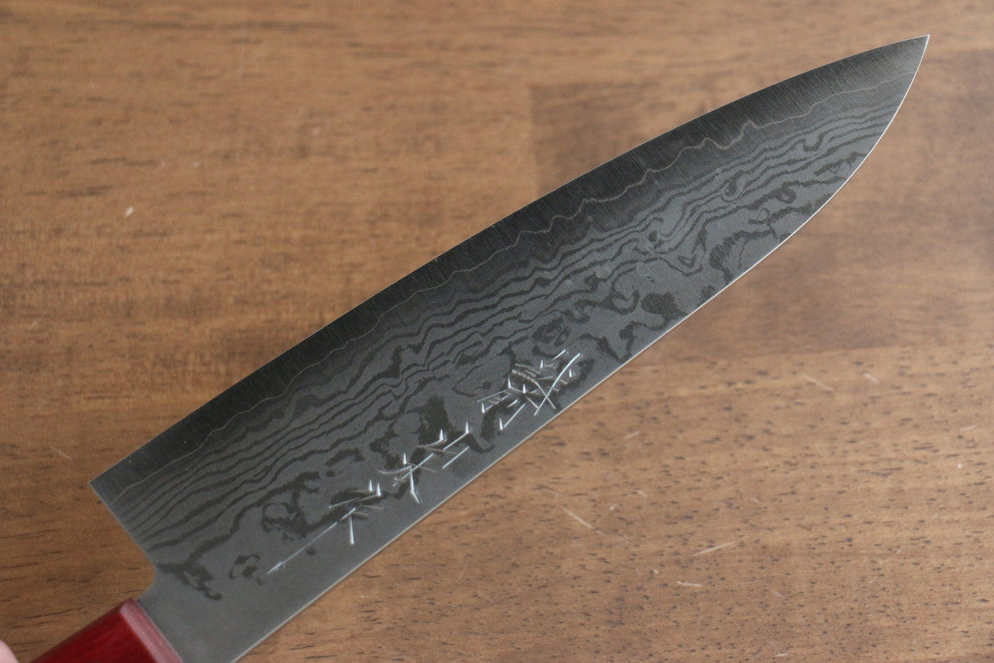 山本 直 V金10号 ダマスカス 牛刀包丁 180mm 赤合板柄 - 清助刃物