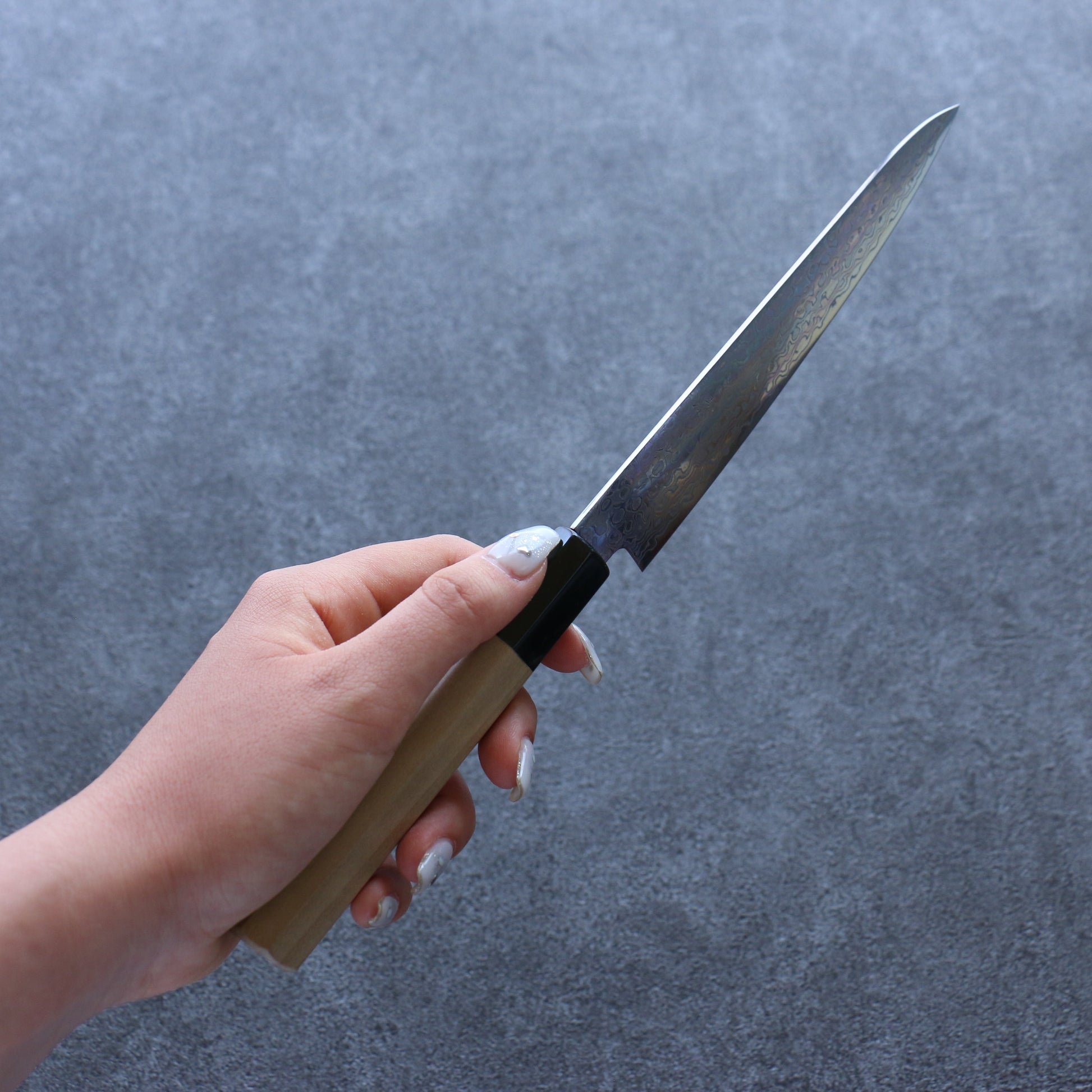 三寿ゞ AUS10 ダマスカス 磨き仕上げ ペティーナイフ  150mm 朴柄 - 清助刃物