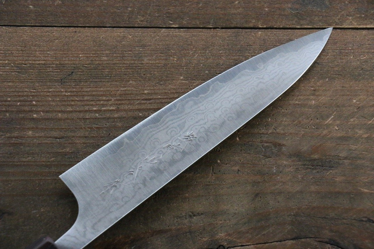 山本 直 V金10号 ダマスカス ペティーナイフ  130mm 紫檀柄 - 清助刃物