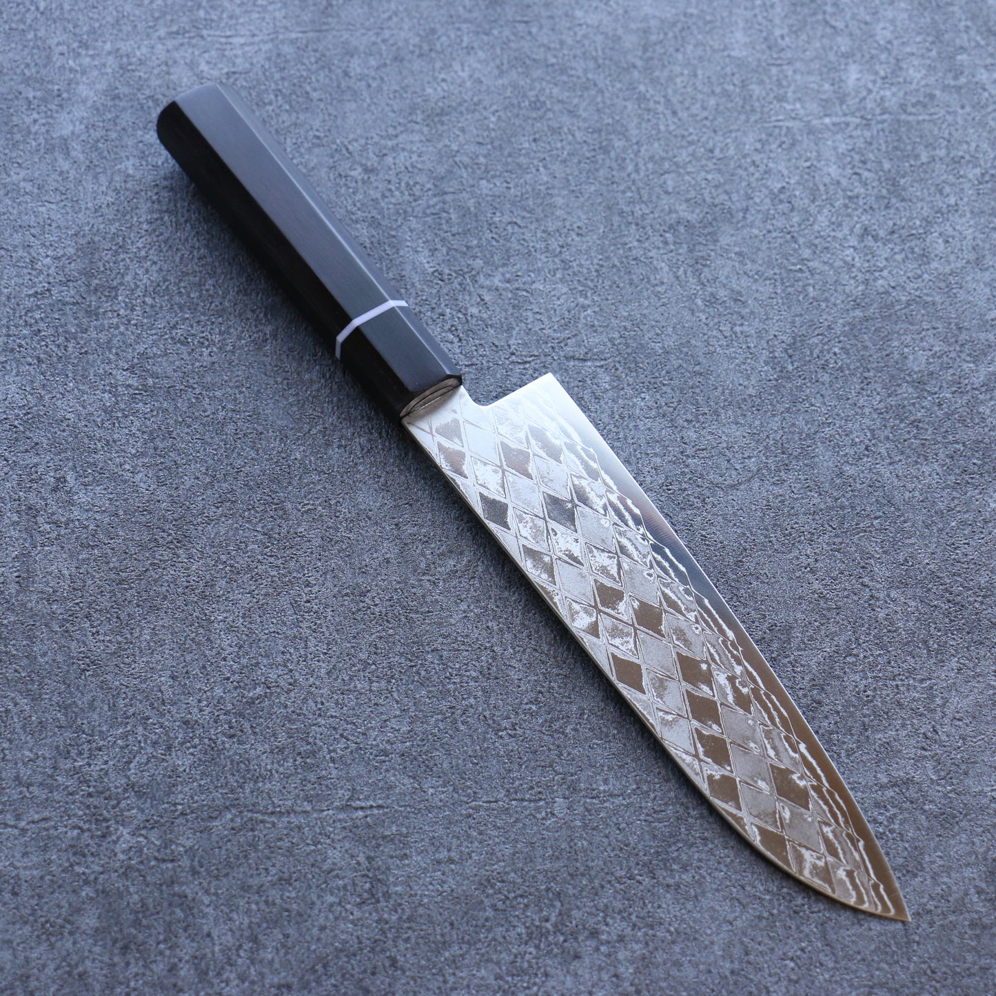 清助 AUS10 ミラークロス 三徳包丁 180mm 黒合板柄 - 清助刃物