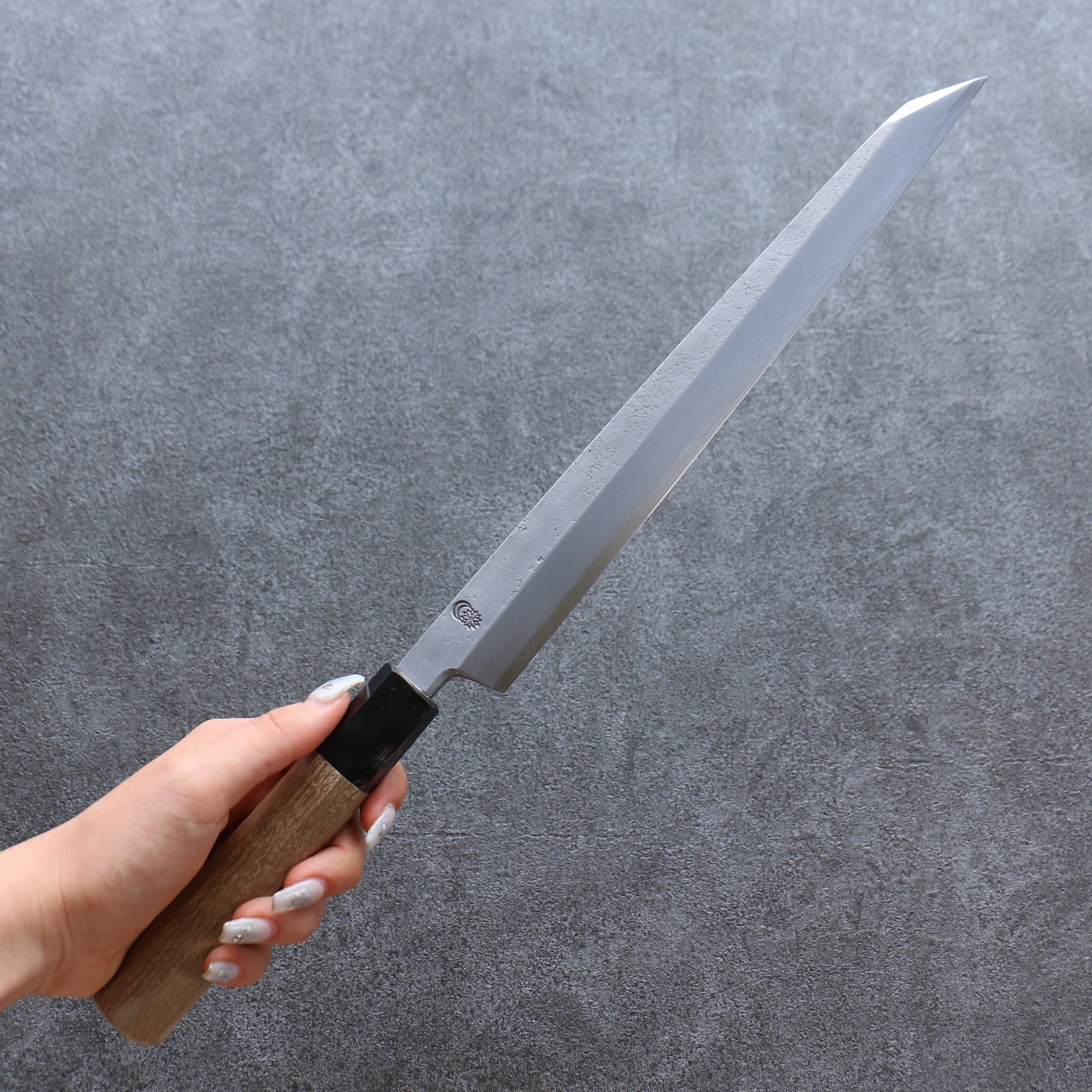 菊月 白ニ鋼 梨地 切付柳刃包丁  270mm 朴柄 - 清助刃物