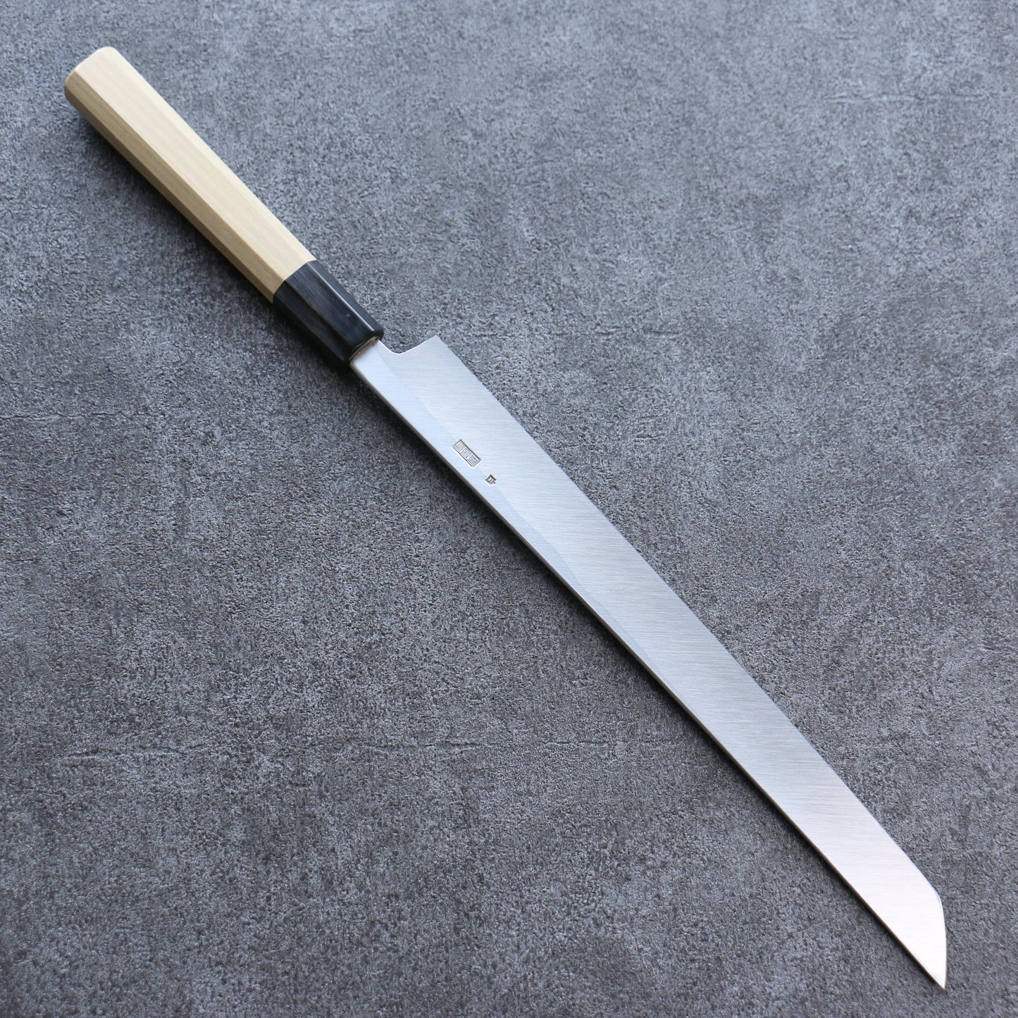 菊月 白ニ鋼 梨地 先丸蛸引包丁 270mm 朴柄 - 清助刃物