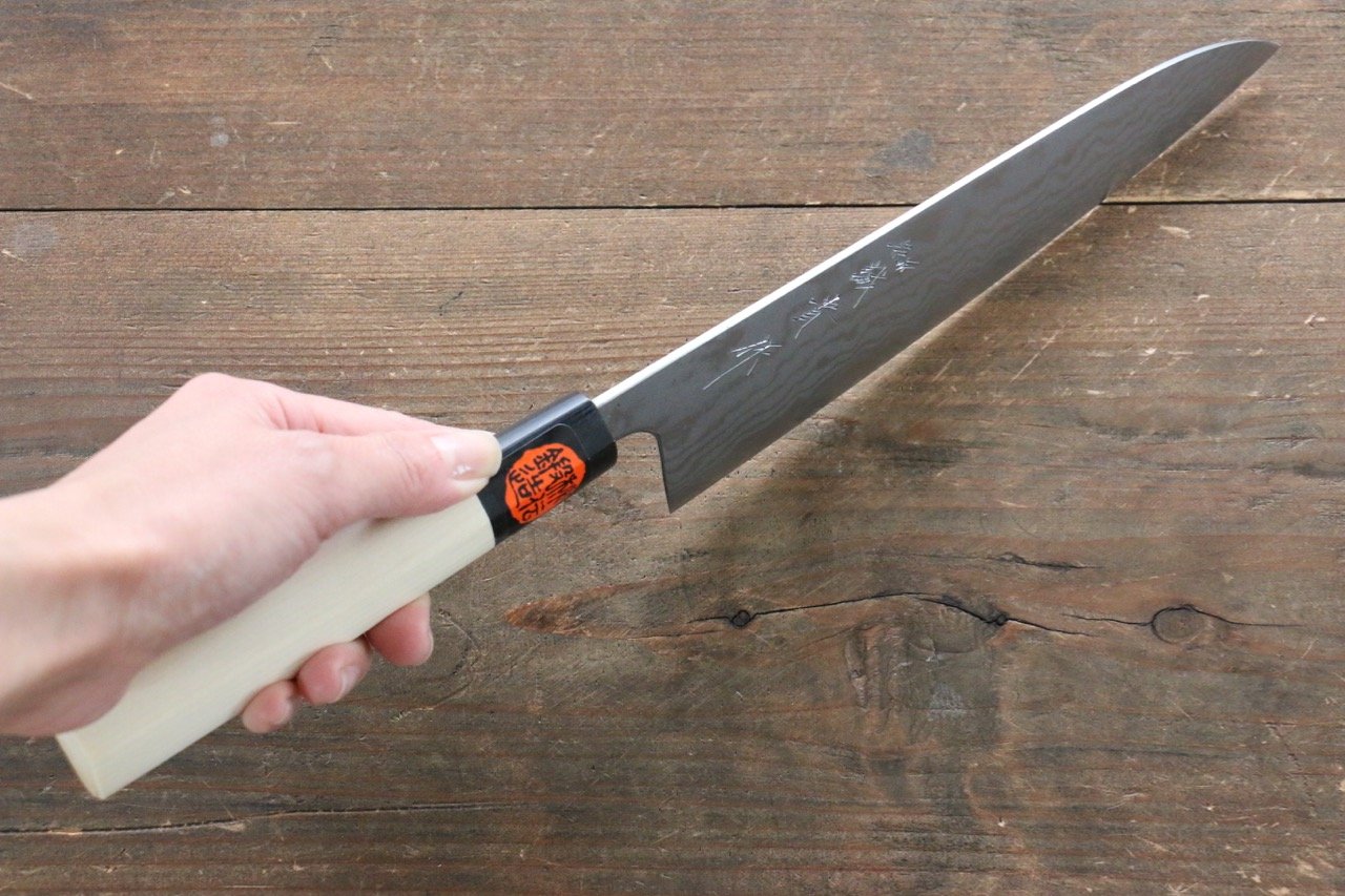 田中 誠貴 青ニ鋼 17層ダマスカスダマスカス 牛刀包丁 180mm 朴柄 - 清助刃物