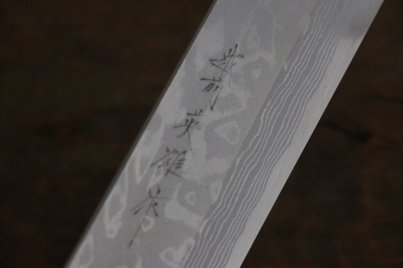 北岡 英雄 白ニ鋼 ダマスカス 角型薄刃包丁  180mm 紫檀柄 - 清助刃物