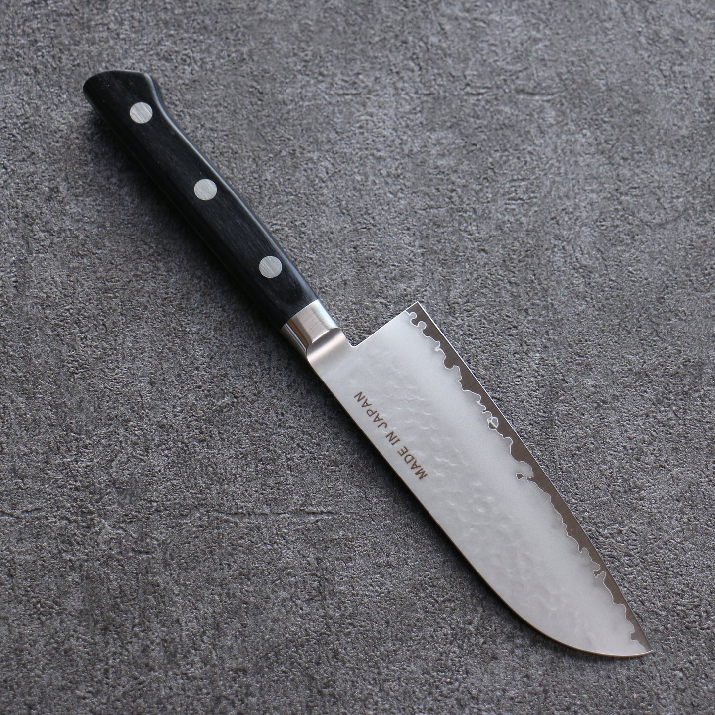 清助 V金5号 鎚目 霞研 三徳包丁 120mm 黒合板柄 - 清助刃物