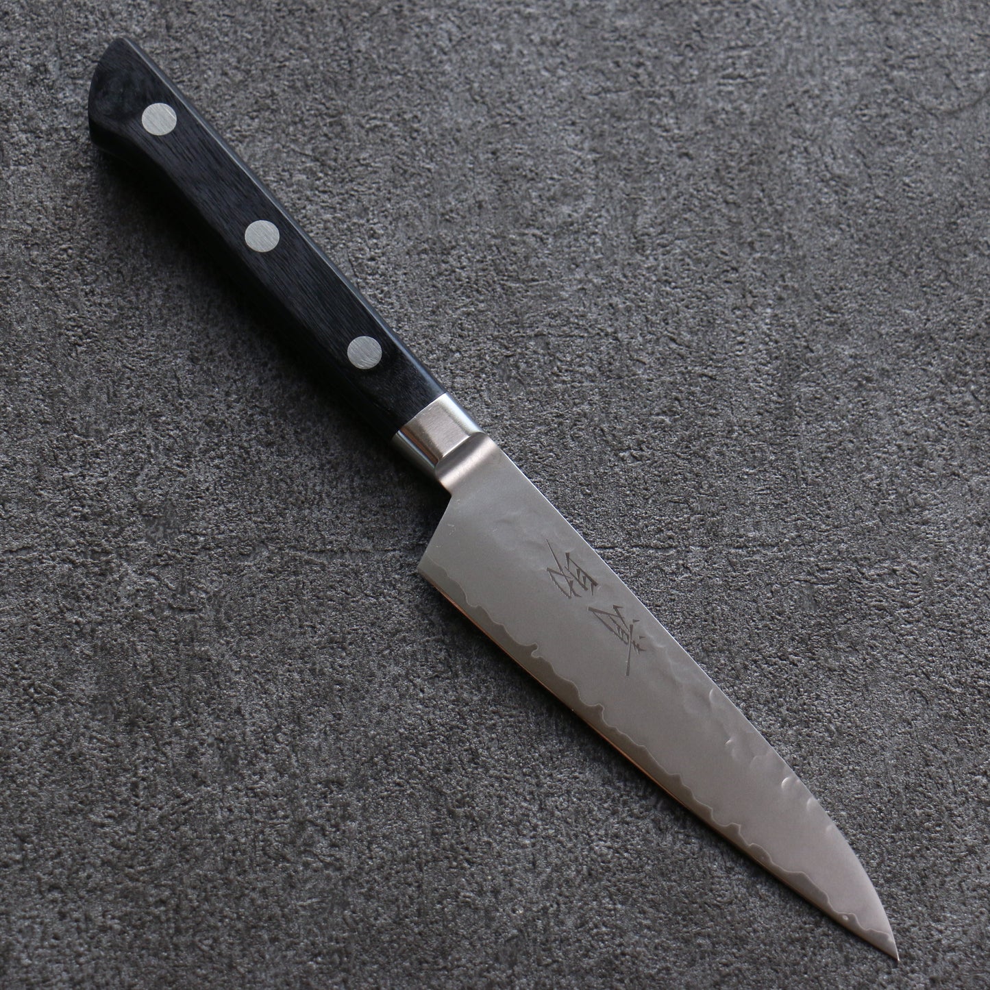 清助 V金5号 鎚目 霞研 ペティーナイフ 120mm 黒合板柄 - 清助刃物