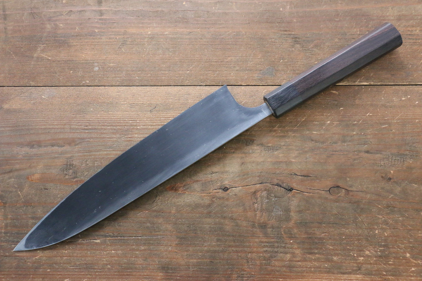 清助 【左利き用】 青ニ鋼 鎚目黒打 牛刀包丁 240mm 紫檀柄 - 清助刃物