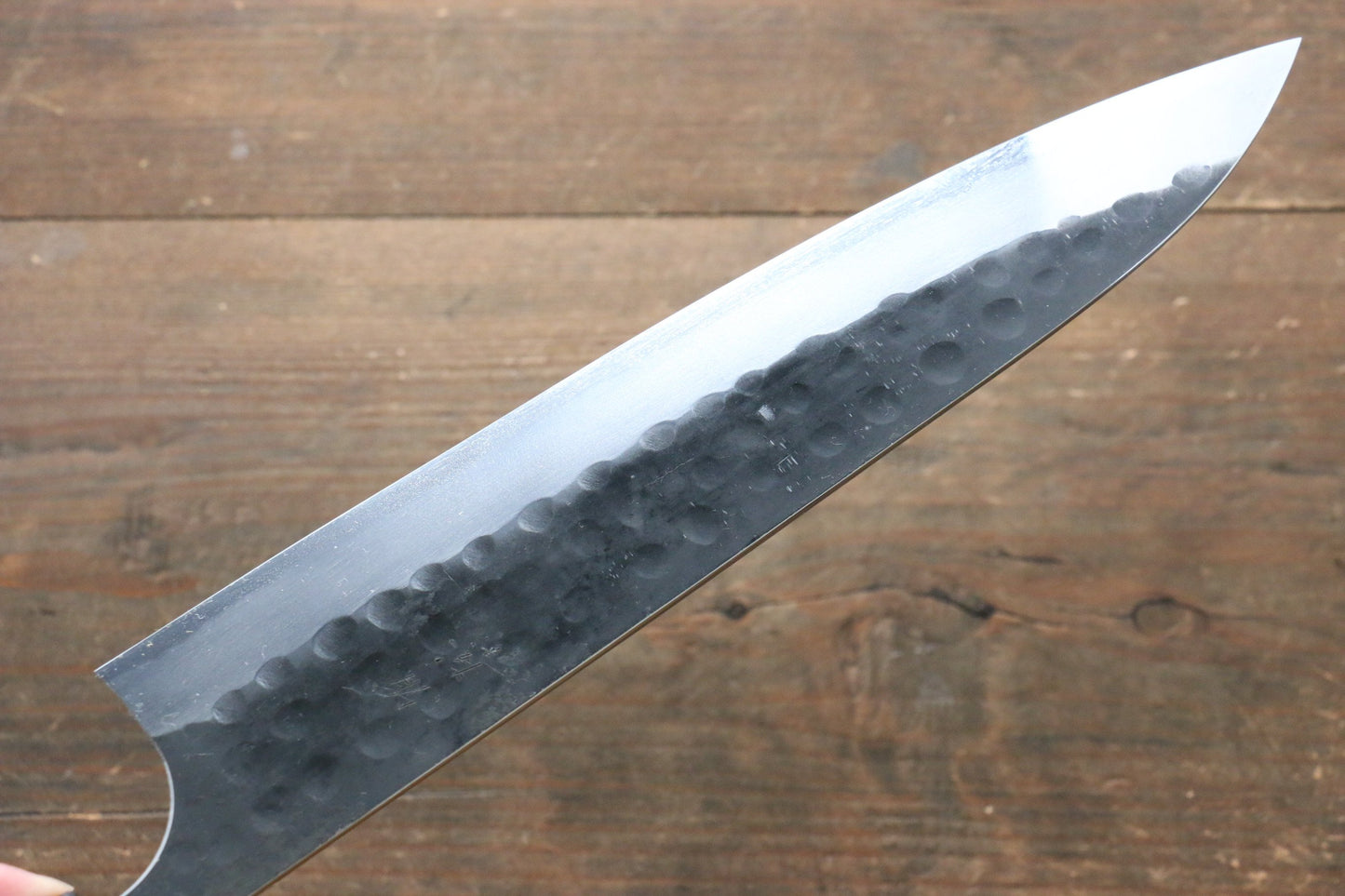 清助 【左利き用】 青ニ鋼 鎚目黒打 牛刀包丁 240mm 紫檀柄 - 清助刃物