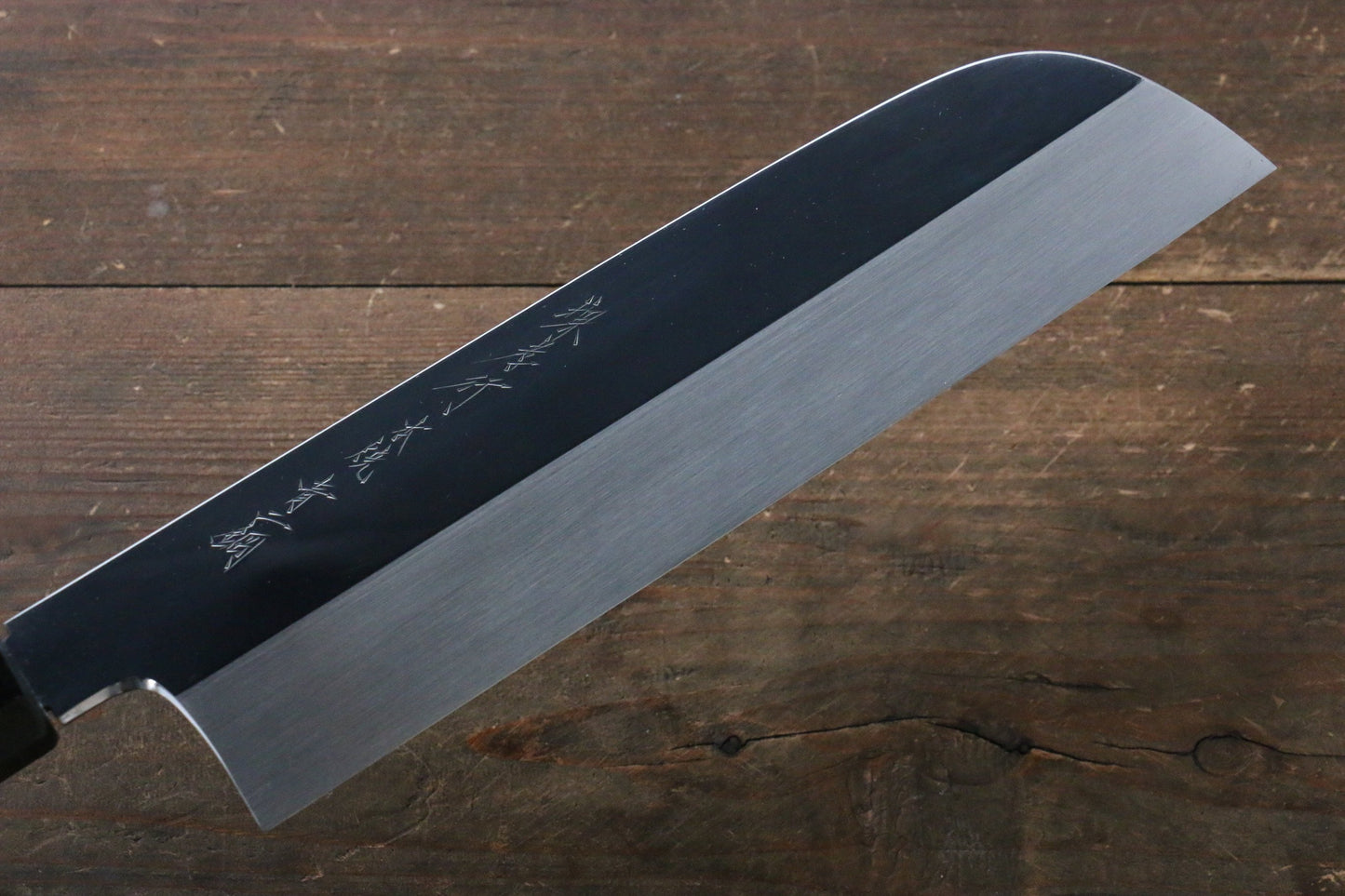 堺 孝行 本焼 青ニ鋼 鏡面仕上げ 鎌形薄刃包丁 240mm 黒檀柄 鞘付き - 清助刃物