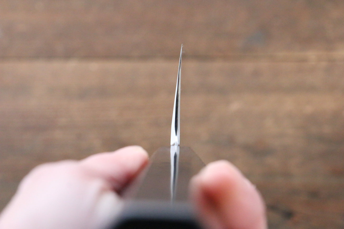 堺 孝行 本焼 青ニ鋼 鏡面仕上げ 鎌形薄刃包丁 240mm 黒檀柄 鞘付き - 清助刃物