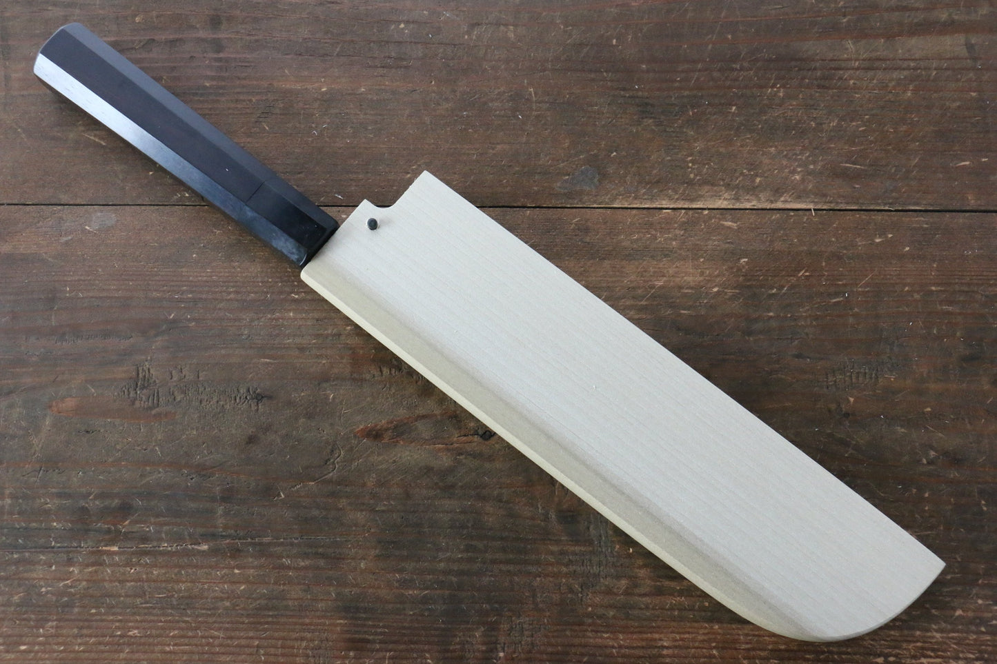 堺 孝行 本焼 青ニ鋼 鏡面仕上げ 鎌形薄刃包丁 240mm 黒檀柄 鞘付き - 清助刃物