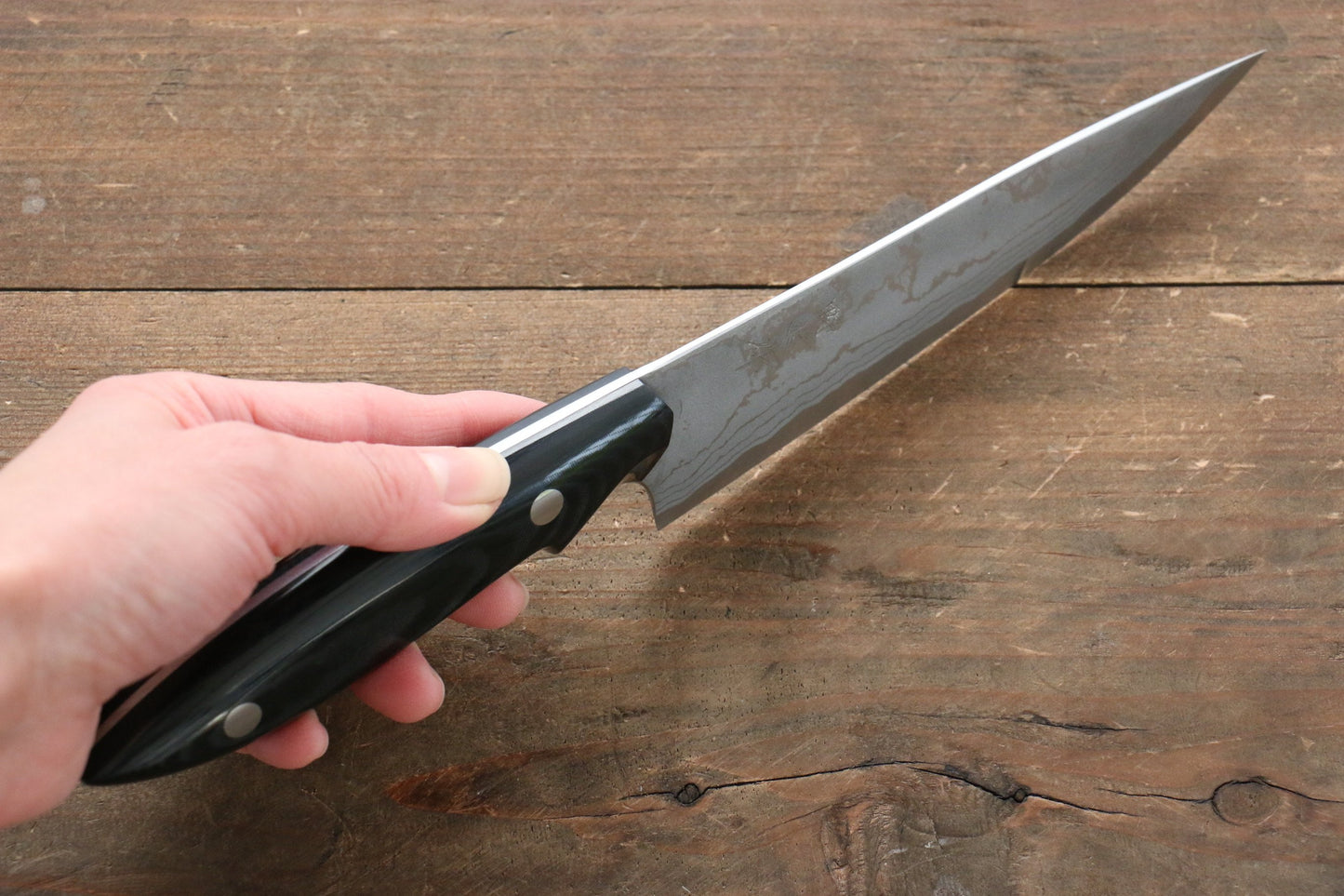 Kazuo Nomura White Steel No.2 Damascus Gyuto 150mm with Micarta Handle - 清助刃物