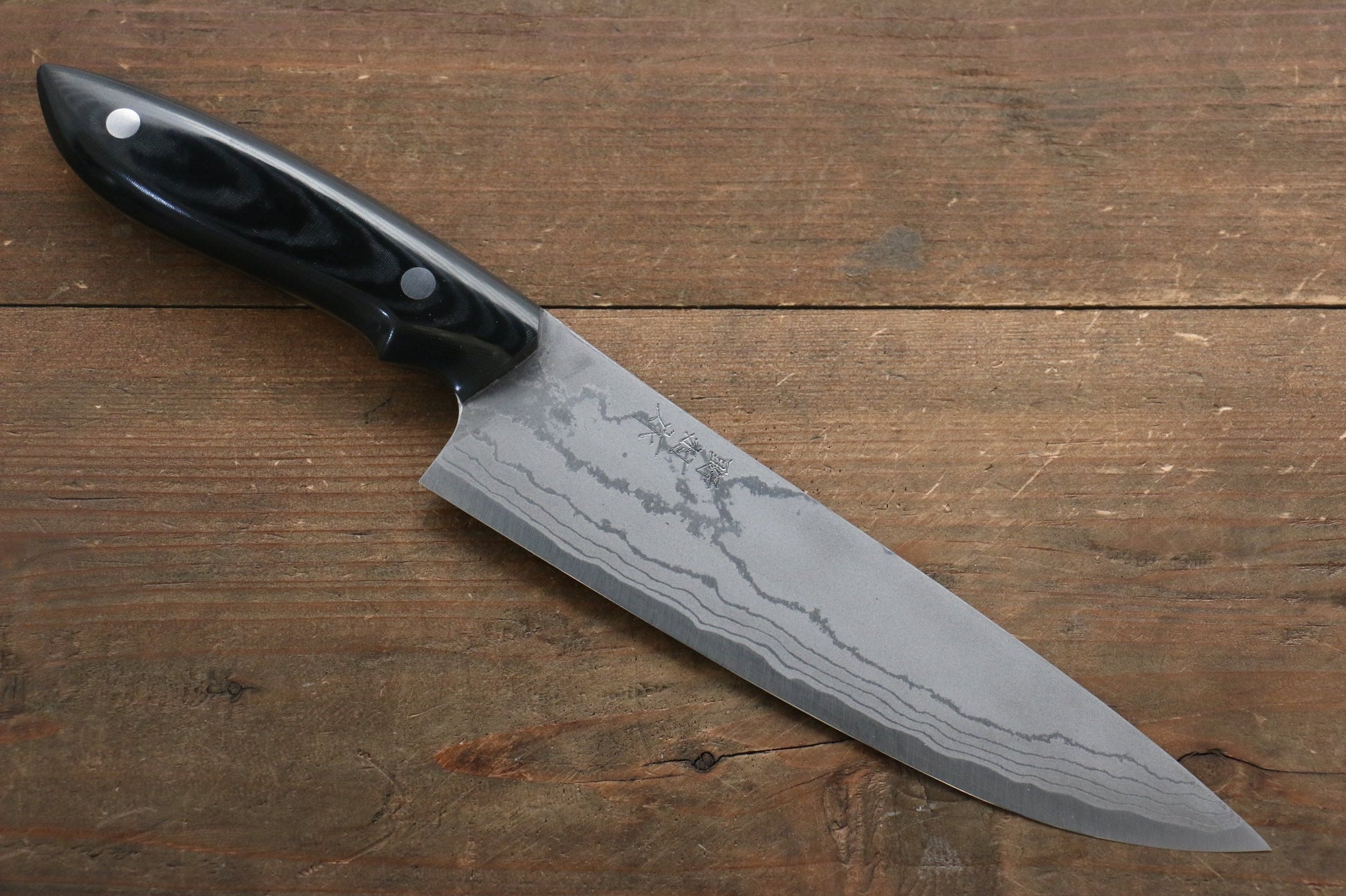 Kazuo Nomura White Steel No.2 Damascus Gyuto  180mm with Micarta Handle - 清助刃物