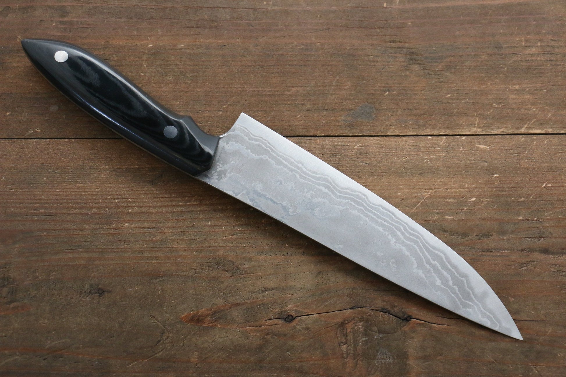 Kazuo Nomura White Steel No.2 Damascus Gyuto  180mm with Micarta Handle - 清助刃物