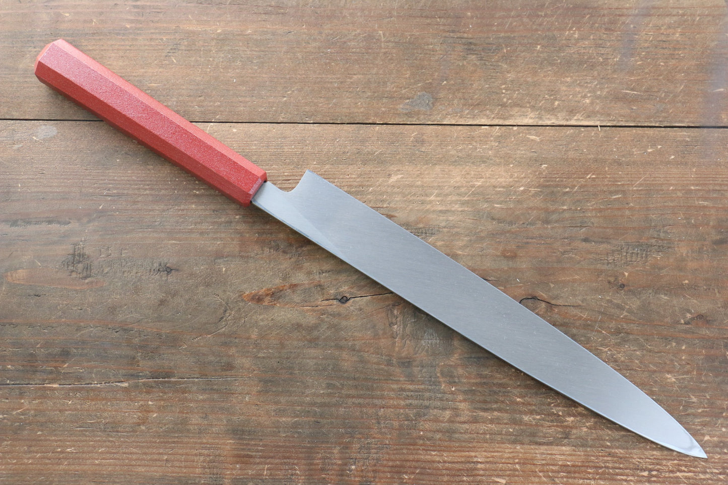 堺 孝行 なないろ INOX モリブデン鋼 柳刃包丁 270mm ABS樹脂(朱パール)柄 - 清助刃物