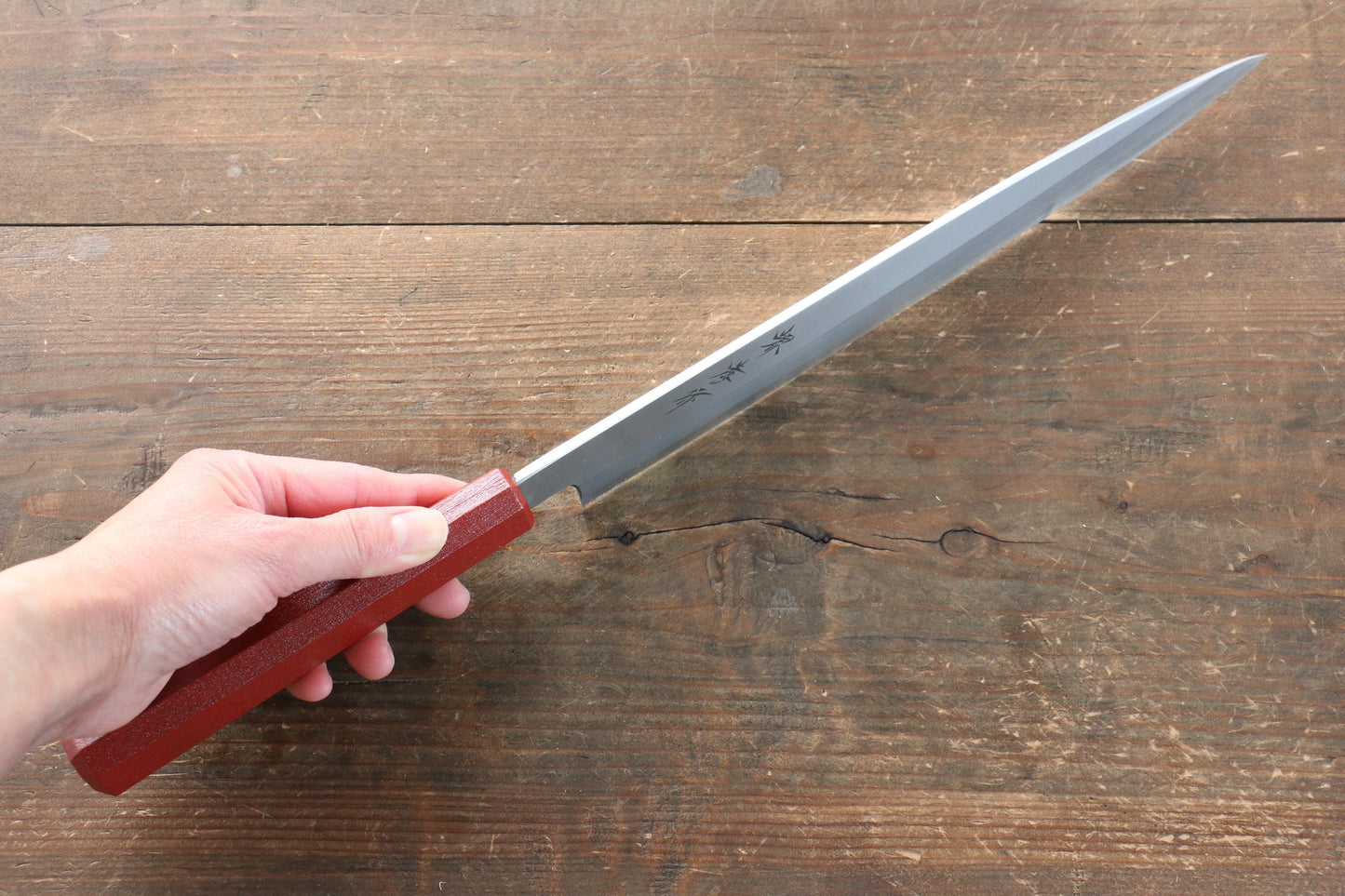 堺 孝行 なないろ INOX モリブデン鋼 柳刃包丁 270mm ABS樹脂(朱パール)柄 - 清助刃物