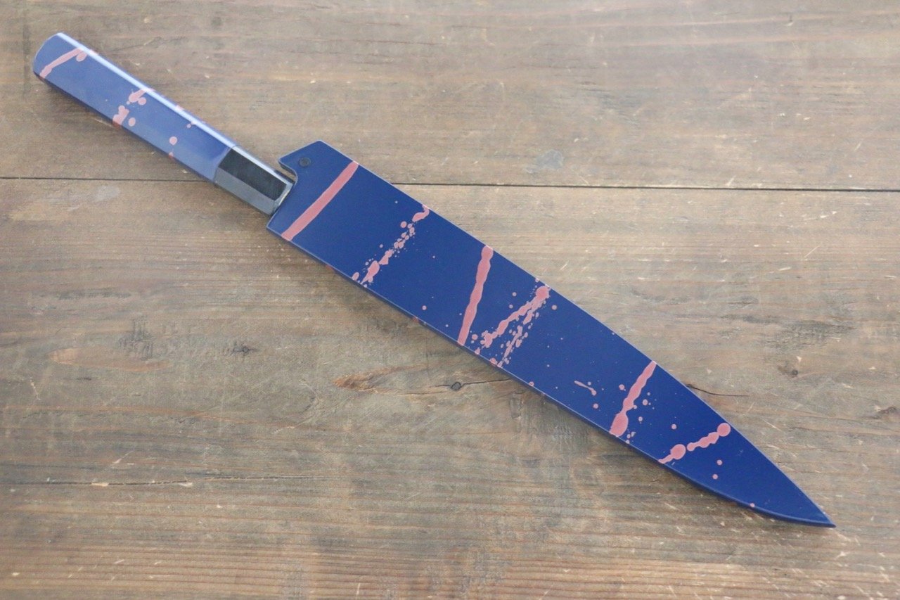 堺 孝行 AUS-10 45層 ダマスカス 鎚目 筋引包丁 240mm 青漆塗り柄 鞘付き - 清助刃物