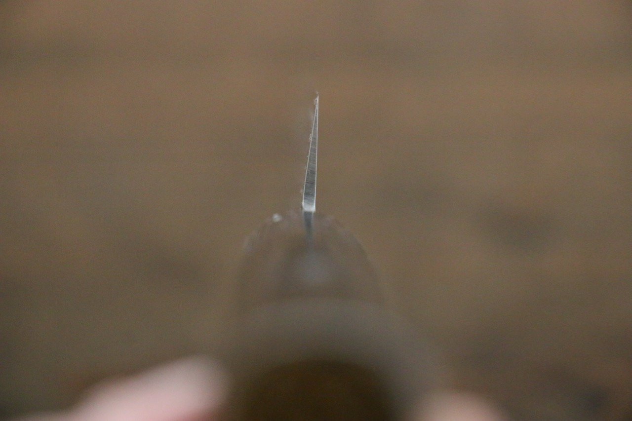 堺 孝行 AUS-10 45層 ダマスカス 鎚目 筋引包丁 240mm 金漆塗り柄 鞘付き - 清助刃物