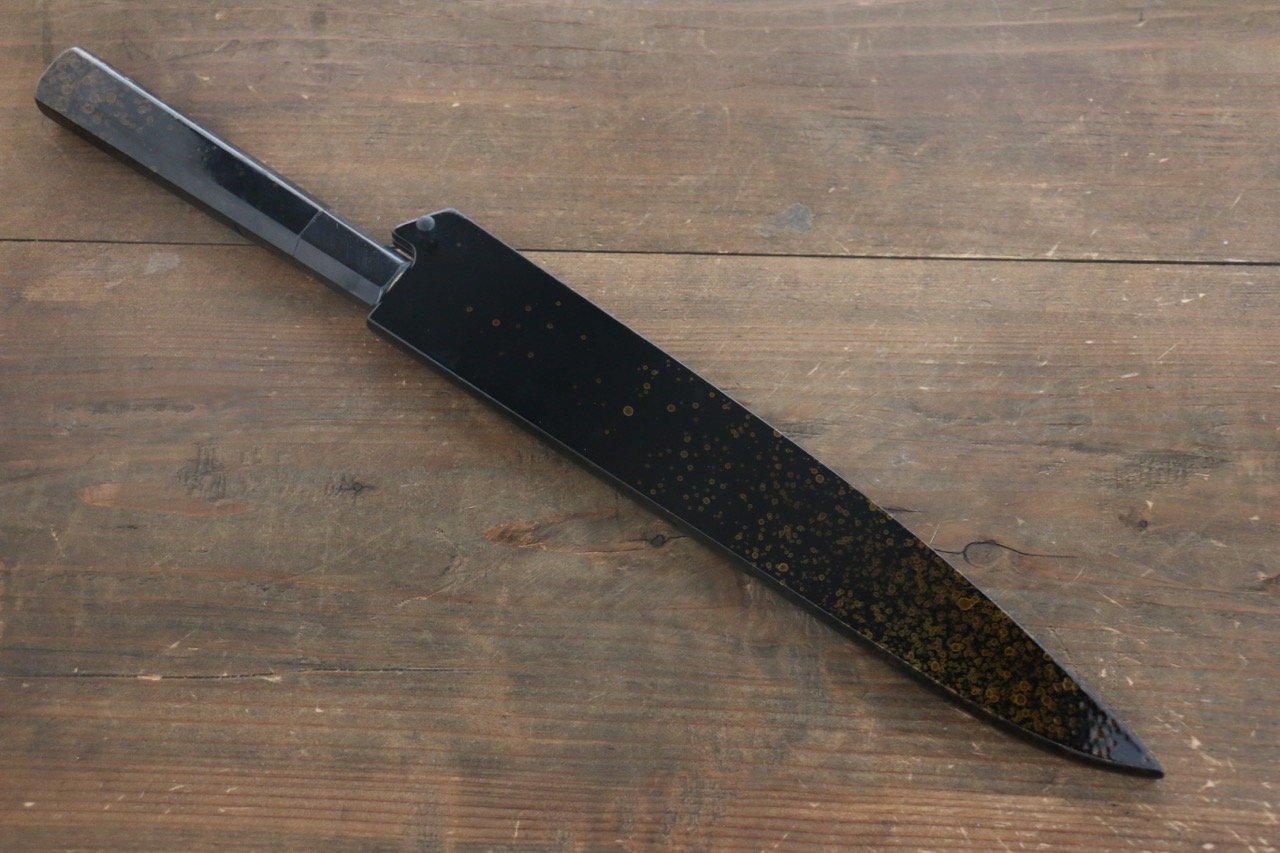 堺 孝行 AUS-10 45層 ダマスカス 鎚目 筋引包丁 240mm 金漆塗り柄 鞘付き - 清助刃物