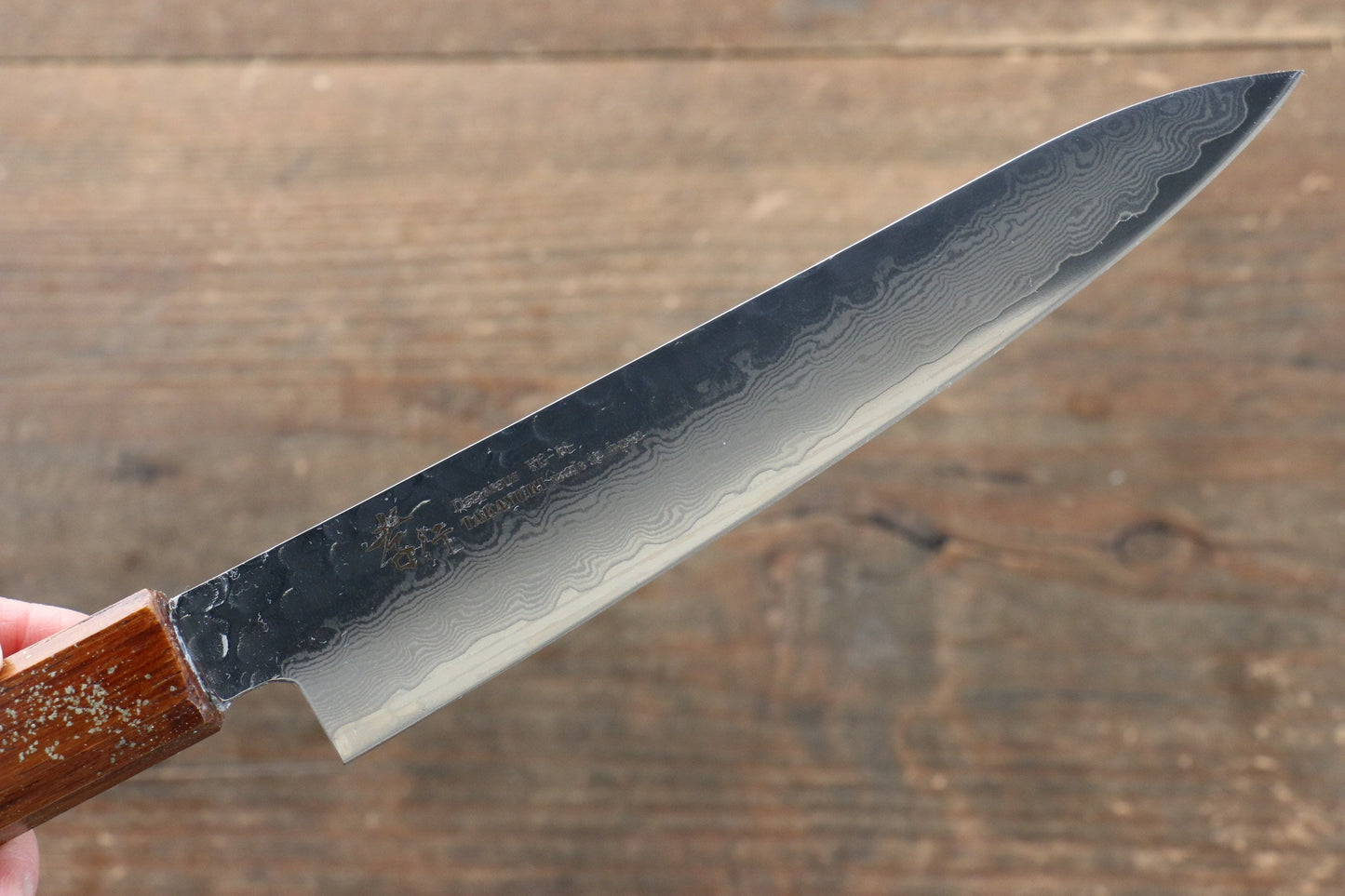 堺 孝行 V金10号 33層ダマスカス ペティーナイフ 150mm 樫の木漆塗り(星連)柄 - 清助刃物