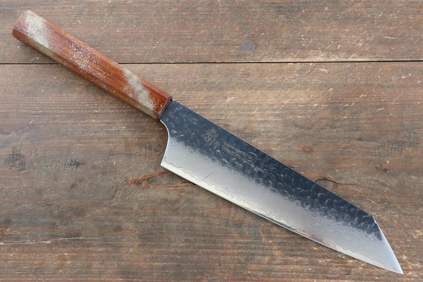 堺 孝行 V金10号 33層ダマスカス 剣型牛刀包丁  190mm 樫の木漆塗り(星連)柄 - 清助刃物