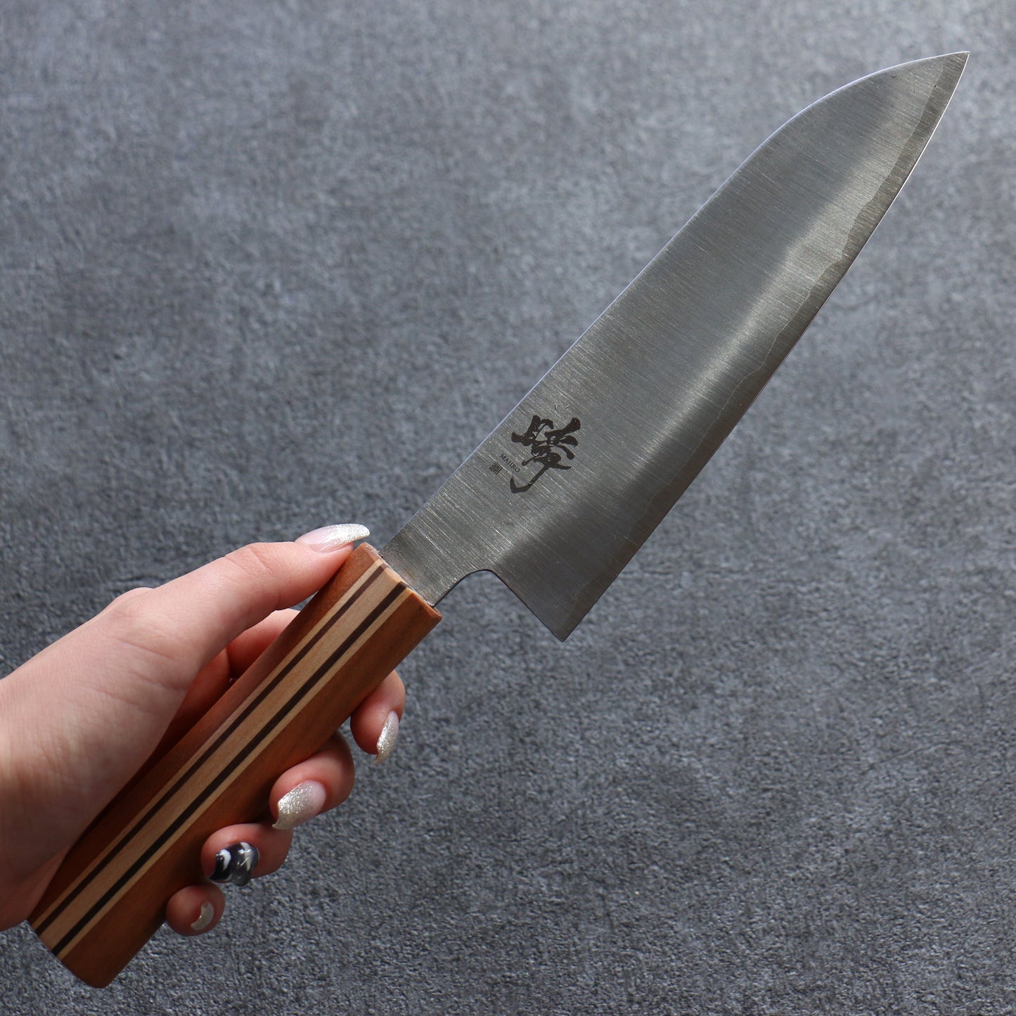 田中 誠貴 瞬(まじろ) 銀三鋼 三徳包丁 165mm 楓桜ウォルナット柄 - 清助刃物