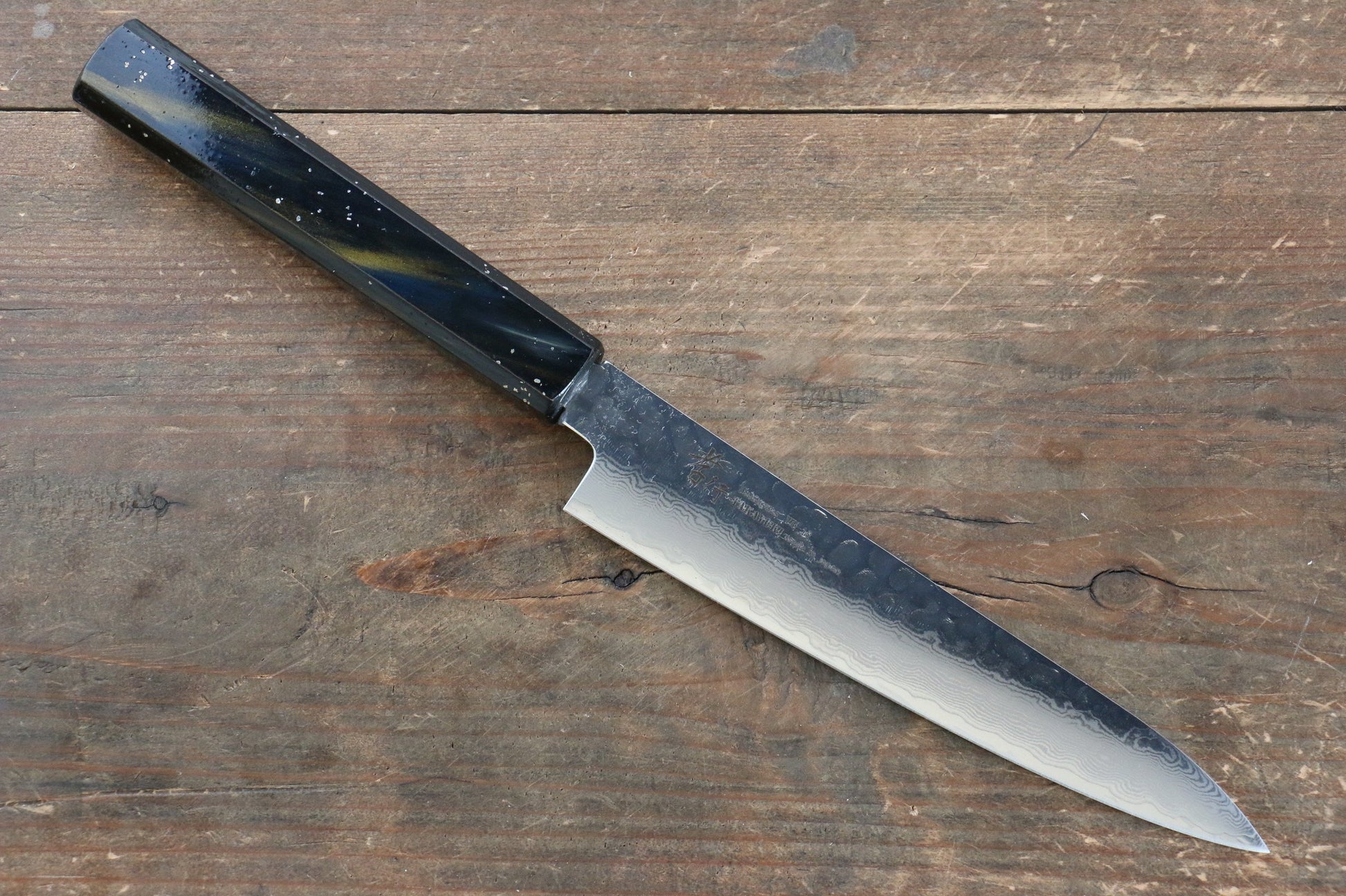 堺 孝行 V金10号 33層ダマスカス ペティーナイフ  150mm 樫の木漆塗り(彩宇)柄 - 清助刃物
