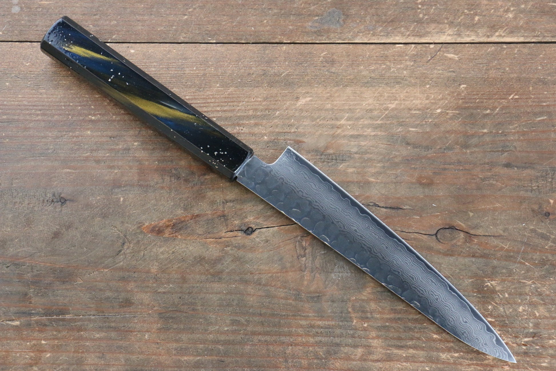 堺 孝行 V金10号 33層ダマスカス ペティーナイフ  150mm 樫の木漆塗り(彩宇)柄 - 清助刃物