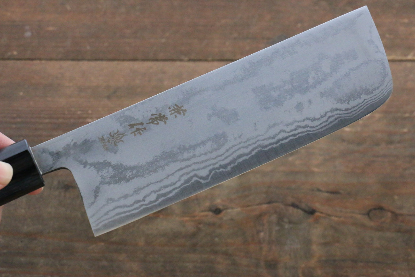 兼常 青ニ鋼 ダマスカス 菜切包丁 165mm 紫檀柄 - 清助刃物