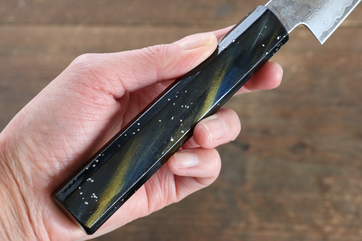 堺 孝行 V金10号 33層ダマスカス ペティーナイフ  150mm 樫の木漆塗り(彩宇)柄 - 清助刃物