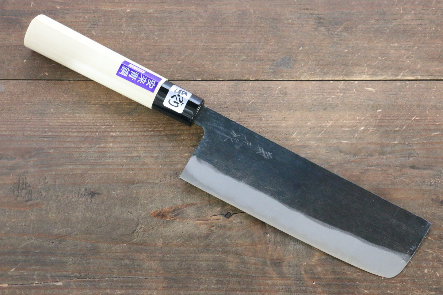 兼常 青ニ鋼 黒打 菜切包丁 165mm 朴柄 - 清助刃物