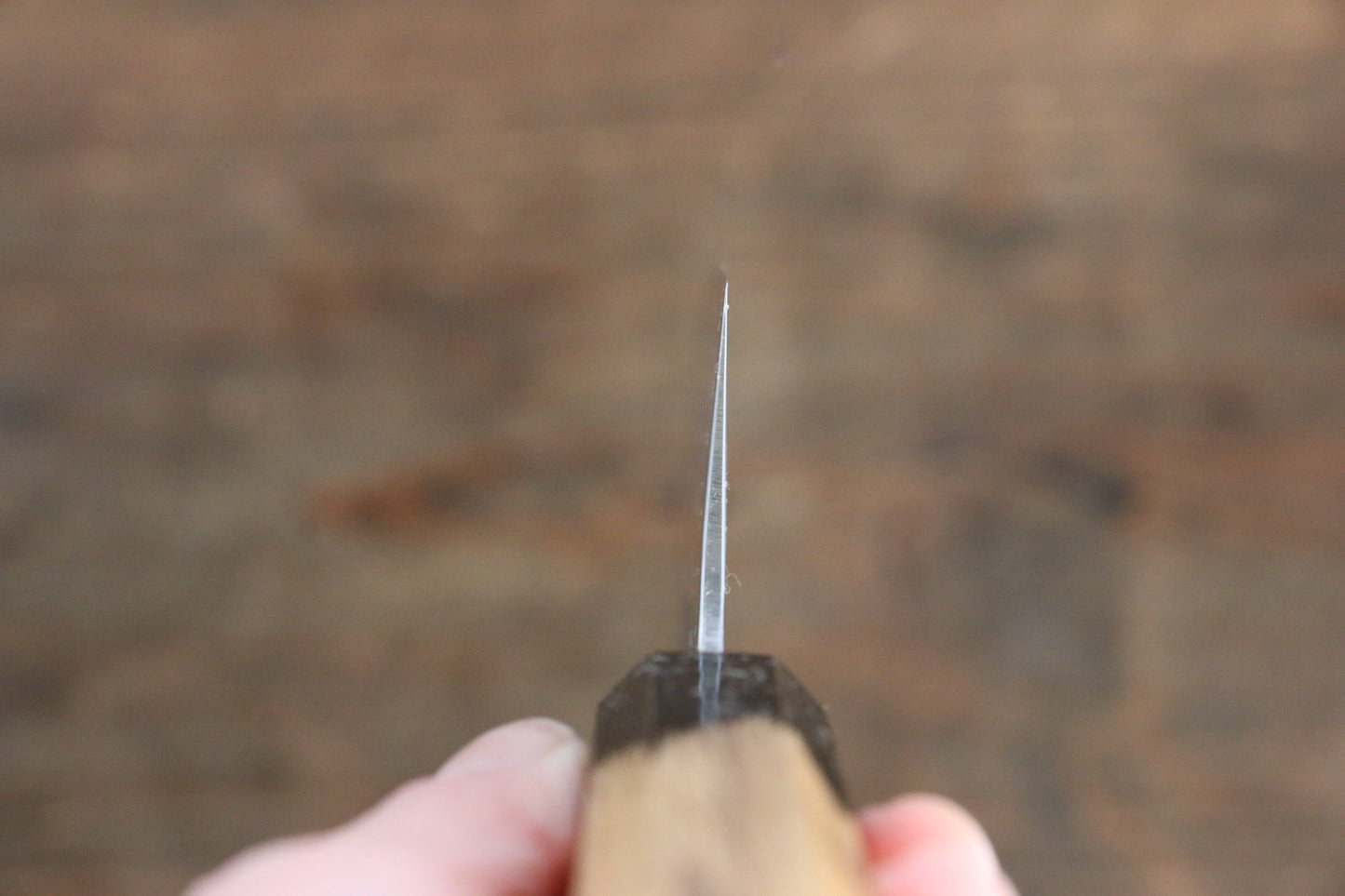 堺 孝行 V金10号 33層ダマスカス 剣型三徳包丁 160mm 樫の木漆塗り(黒伸)柄 - 清助刃物