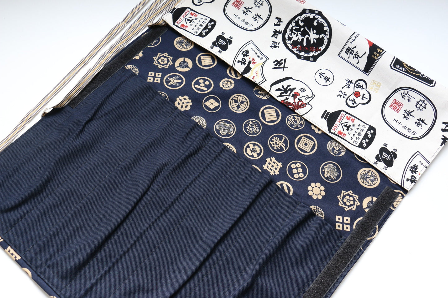 Japanese Style Knife Roll Shirocha-U-GoldKamon&Kon 4 Pockets - 清助刃物