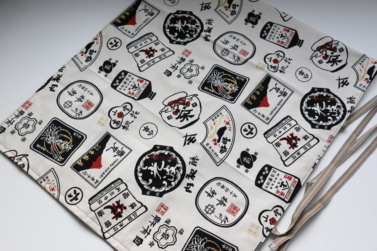 Japanese Style Knife Roll Shirocha-U-GoldKamon&Kon 4 Pockets - 清助刃物