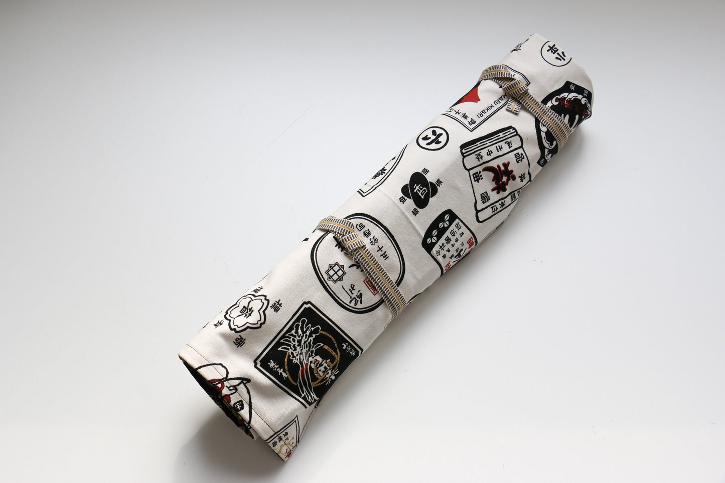 Japanese Style Knife Roll Shirocha-U-GoldKamon&Kon 4 Pockets - 清助刃物