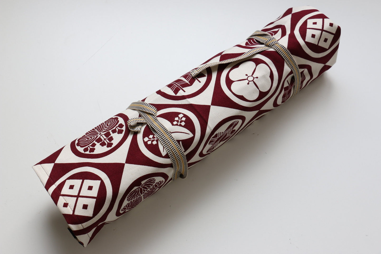 和柄包丁ケース 赤家紋×裏金家紋柄 7本用 - 清助刃物