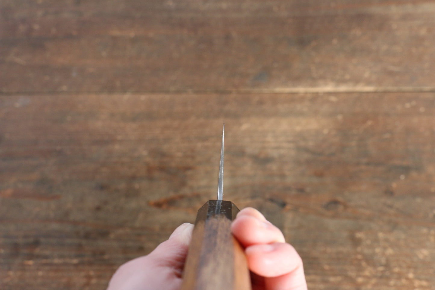 堺 孝行 V金10号 33層ダマスカス 剣型牛刀包丁 190mm 樫の木漆塗り(黒伸)柄 - 清助刃物