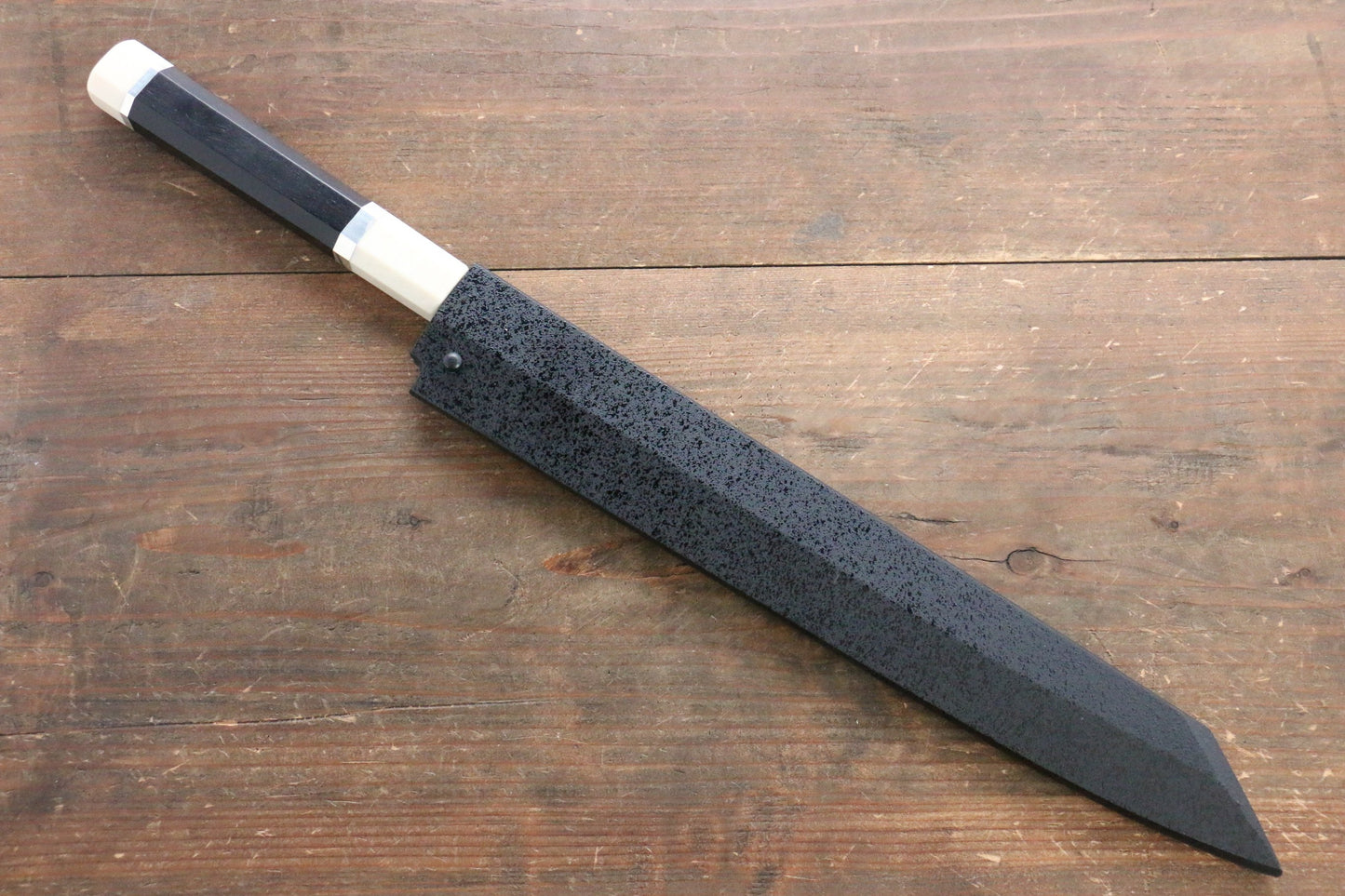堺 孝行 銀三鋼 ダマスカス 切付柳刃包丁 270mm リング付き黒檀柄 鞘付き - 清助刃物