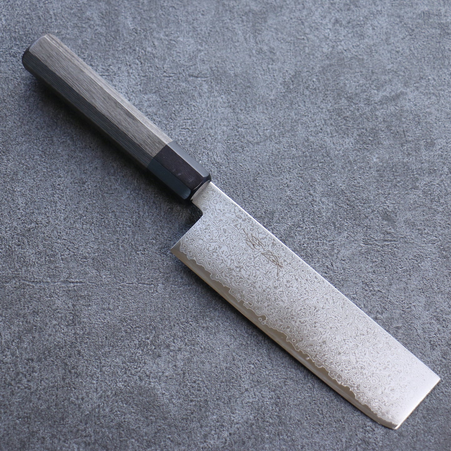 清助 V金10号 ダマスカス 菜切包丁 180mm グレー合板柄 - 清助刃物