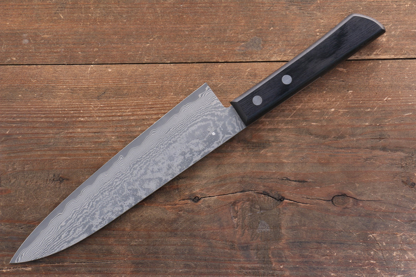 山本 直 V金10号 黒ダマスカス 牛刀包丁 180mm 黒合板柄 - 清助刃物