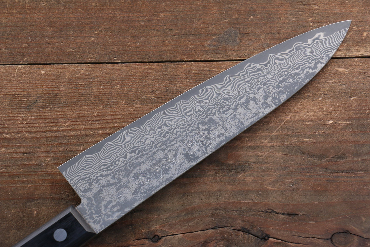 山本 直 V金10号 黒ダマスカス 牛刀包丁 180mm 黒合板柄 - 清助刃物