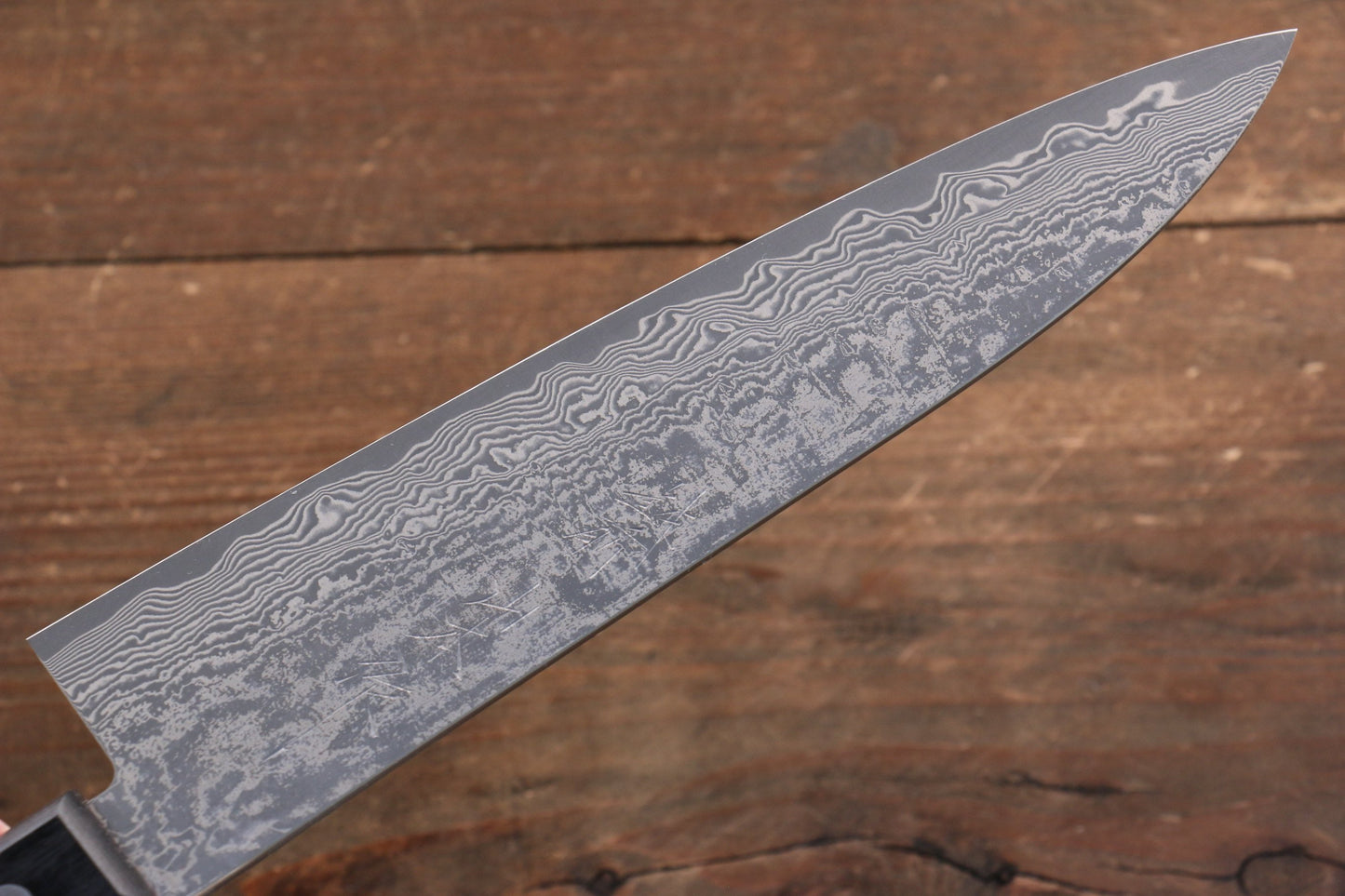 山本 直 V金10号 黒ダマスカス 牛刀包丁 180mm 黒合板柄 - 清助刃物