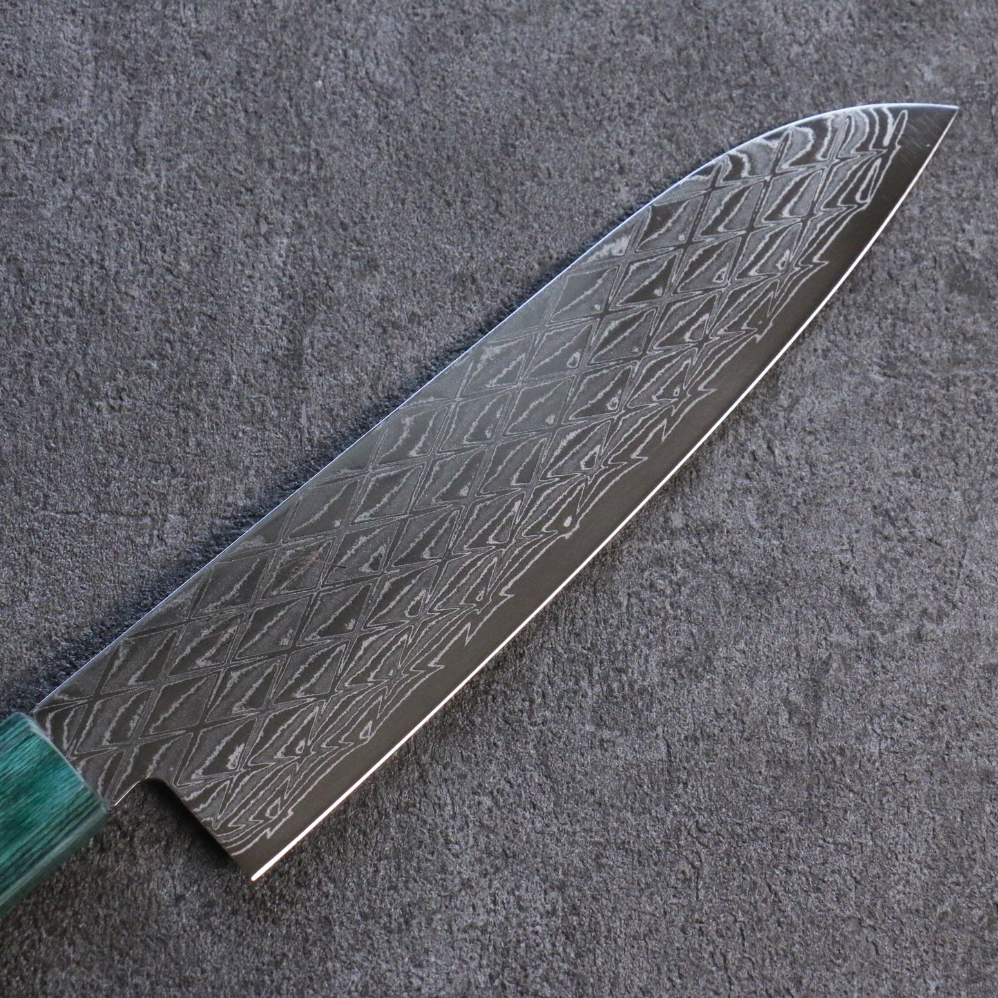 清助 AUS10 ミラークロス 三徳包丁 180mm 黒合板(口輪:緑合板)柄 - 清助刃物