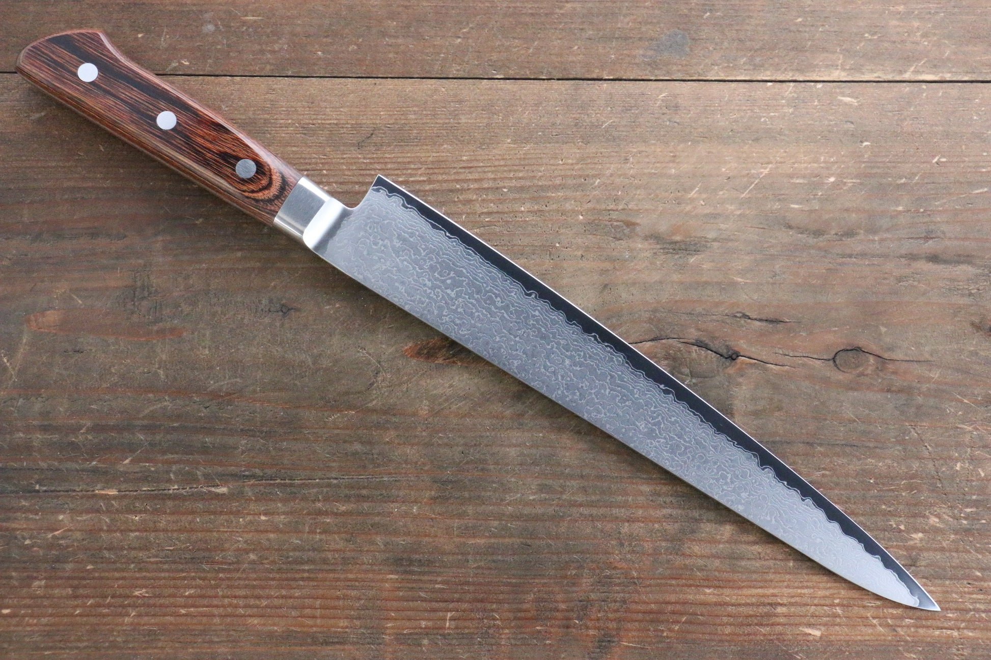 玉鋼 響十 63層 ダマスカス 筋引包丁  240mm KP-1113 - 清助刃物